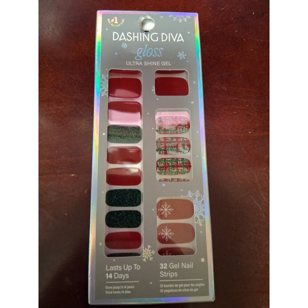 NEW Dashing Diva Gloss Ultra Shine Gel Christmas Nail Decals Dad Plaid